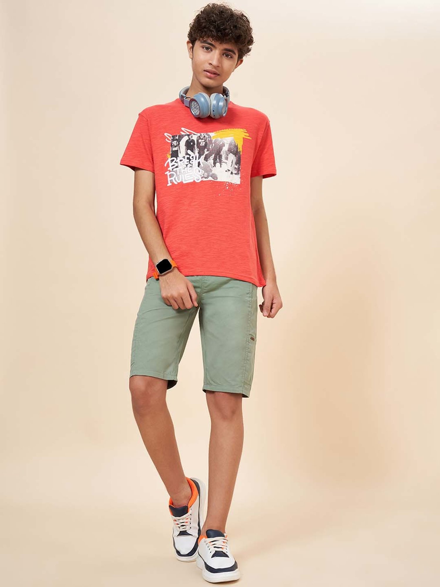 Coolsters by Pantaloons Boys Olive Cotton Regular Fit Shorts