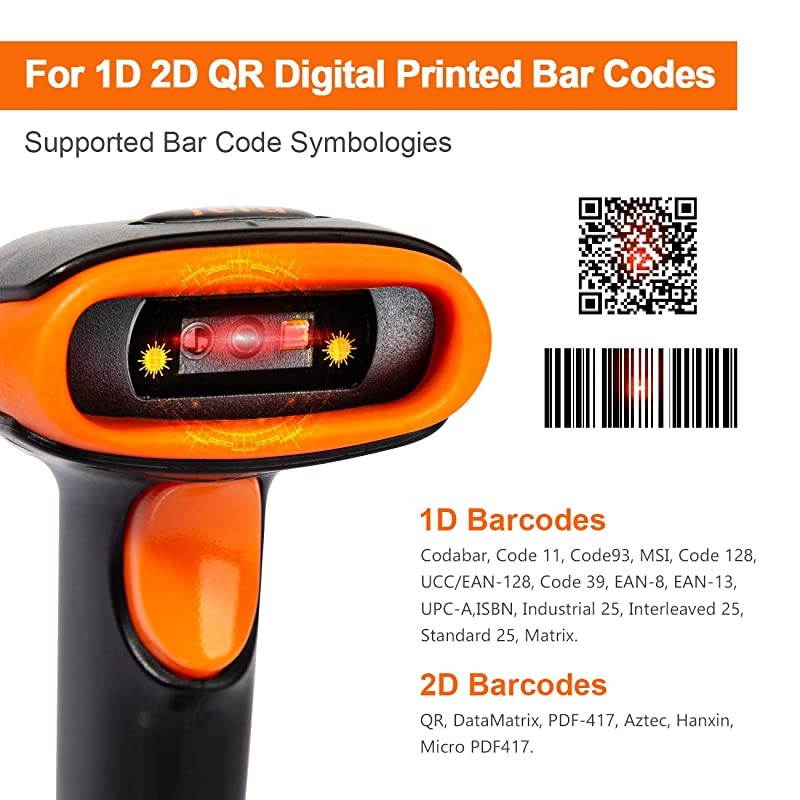 Wireless 2D QR Barcode Scanner with Stand 3 in 1 Compatible with Bluetooth amp 24GHz Wireless amp Wired Connection Connect Smart Phone Tablet PC USB Image Bar Code Reader with Vibration Alert