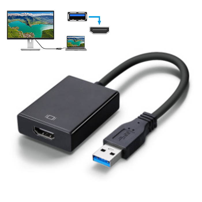 USB To HDMI Audio Video Adapter Converter Cable For Windows 7/8/10 PC 1080P