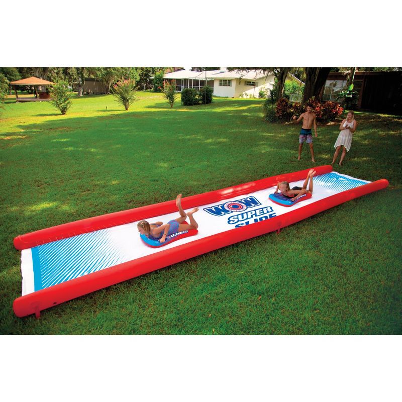 HearthSong Strike Zone 18'L Bowling Water Slide with Two Speed Boards for Outdoor Active Play