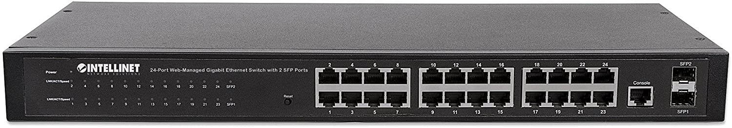 Intellinet 24-Port Web-Managed Gigabit Ethernet Switch with 2 Sfp Ports - 24 Ports - Manageable - 2 X Expansion Slots - 1000base-t, 1000base-x - 24, 2 X Network, Expansion Slot - Twisted