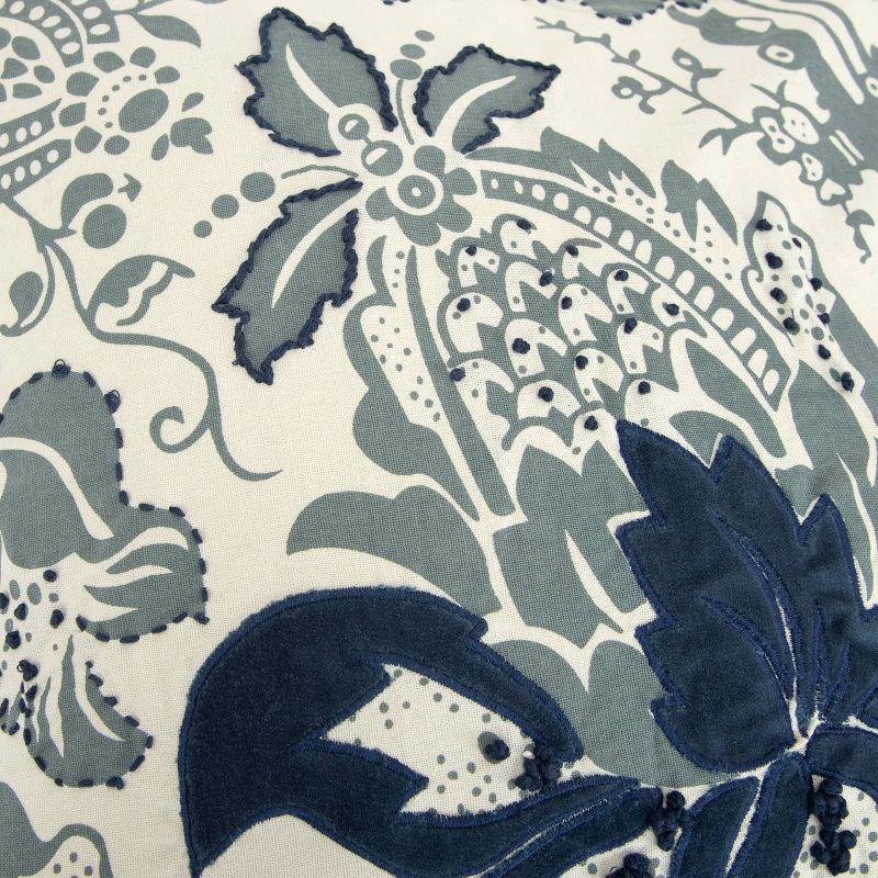 18"x18" Poly Filled Floral Square Throw Pillow Blue - Rizzy Home