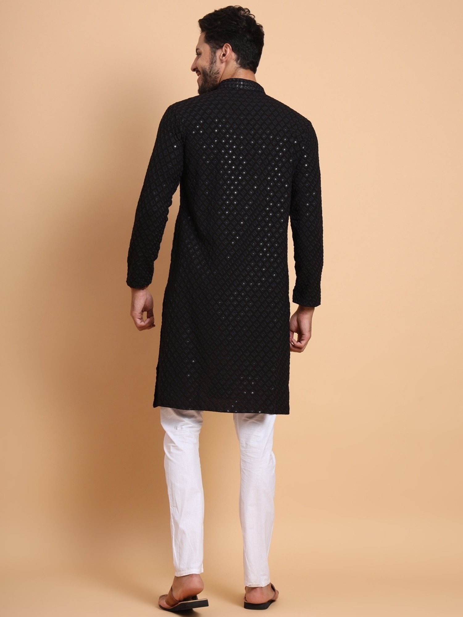 SWAGG INDIA Mid Black Regular Fit Embroidered Kurta