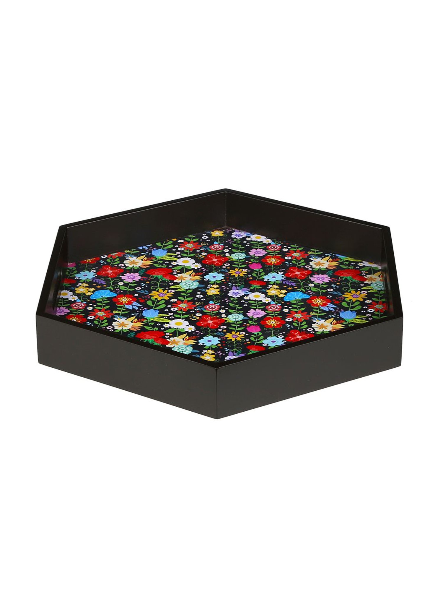 Crayton Floral MDF Hexagon Serving Tray - Set of 1