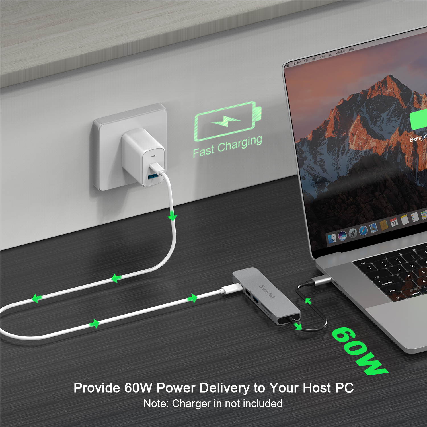 Wavlink USB C Hub, PD 7-in-1 Type C Adapter Mini Docking Station Aluminum with 4K 30Hz HDMI, 2K 60Hz VGA, 2 USB 3.0, SD/TF Card Reader, 87W Laptop Power Delivery for Windows Mac and More, Plug & Play