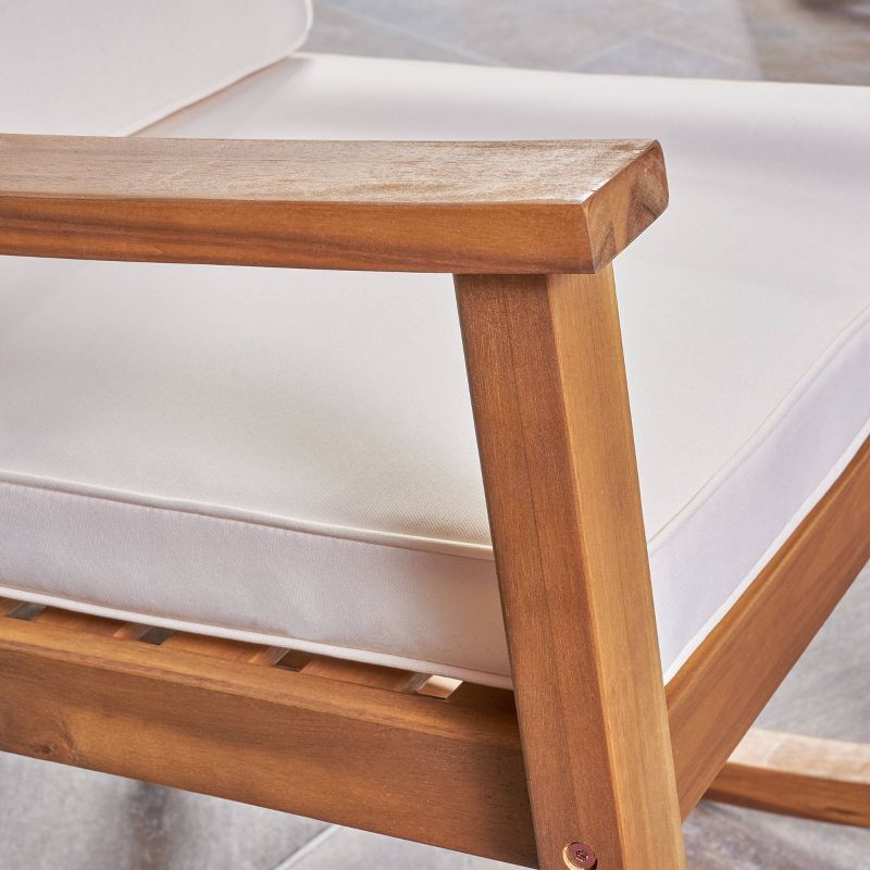 3pc Candel Acacia Wood Patio Rocking Chair and Table Set Teak - Christopher Knight Home