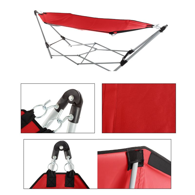 Hastings Home Portable Hammock with Stand, Red