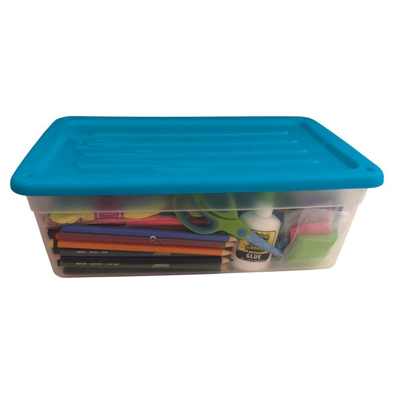 Gracious Living DLC6 1.5 Gallon Clear Plastic Storage Bin Container with Blue Lid (12 Pack)