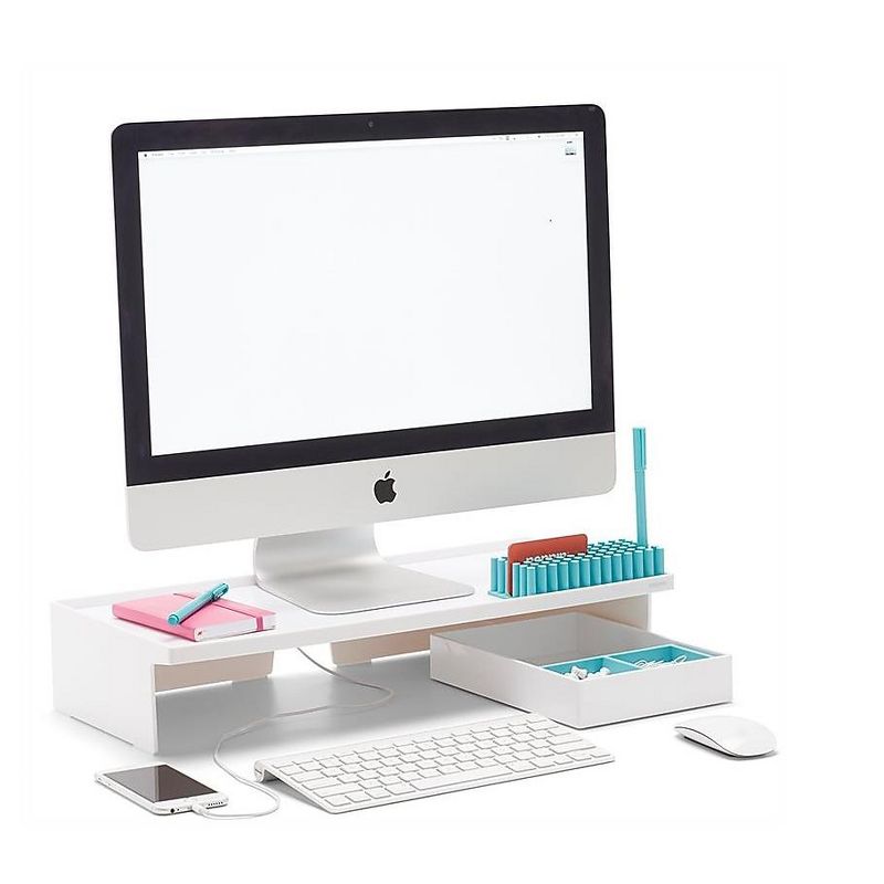 Poppin Monitor Riser, White (102092) 