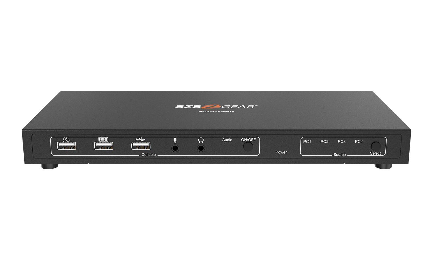 BZBGEAR 4x1 KVM Switch with USB2.0 Ports for Peripherals and 3.5mm Jacks for Audio Support