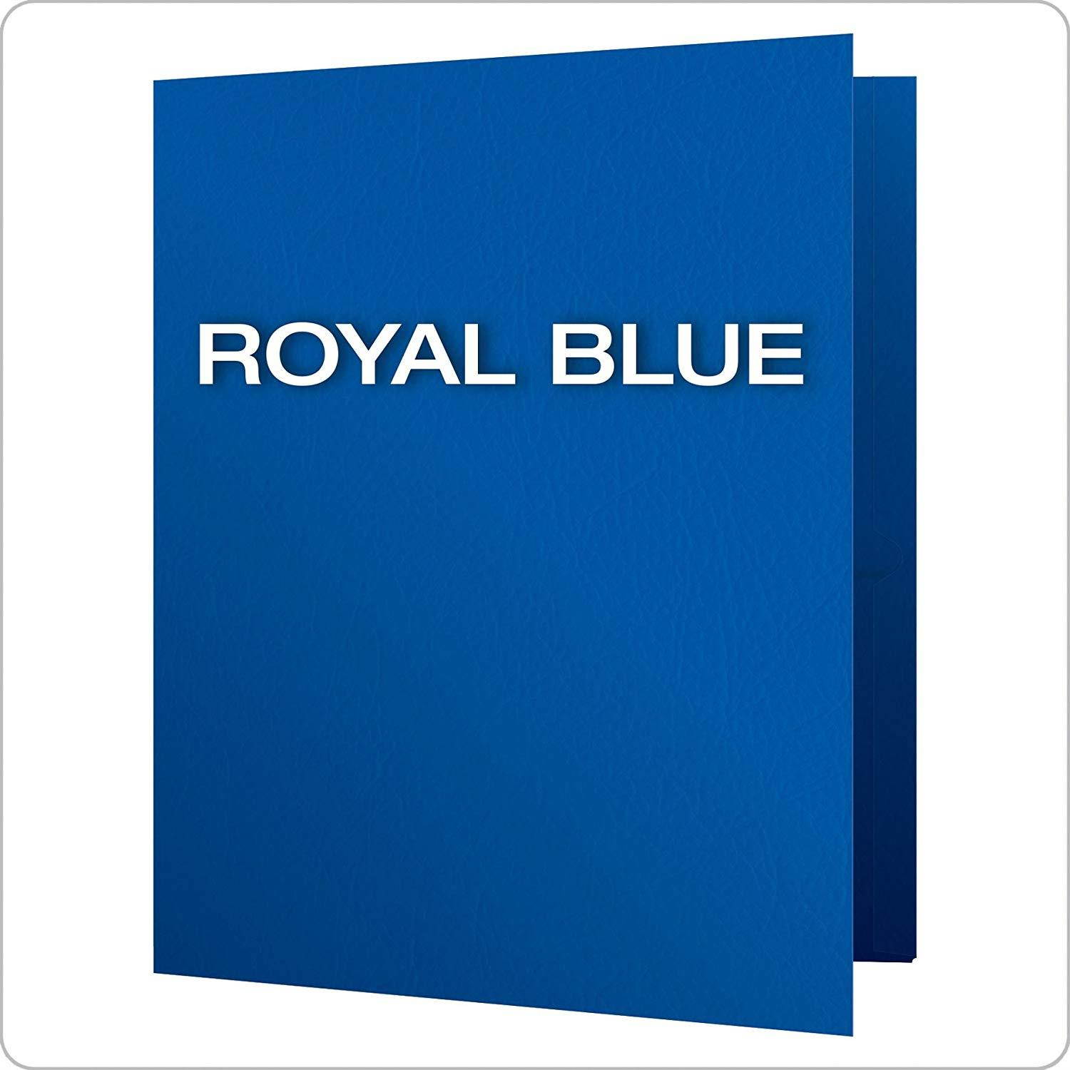 Oxford Twin-Pocket Folders, Textured Paper, Letter Size, Royal Blue, Holds 100 Sheets, Box of 25 (57512EE)
