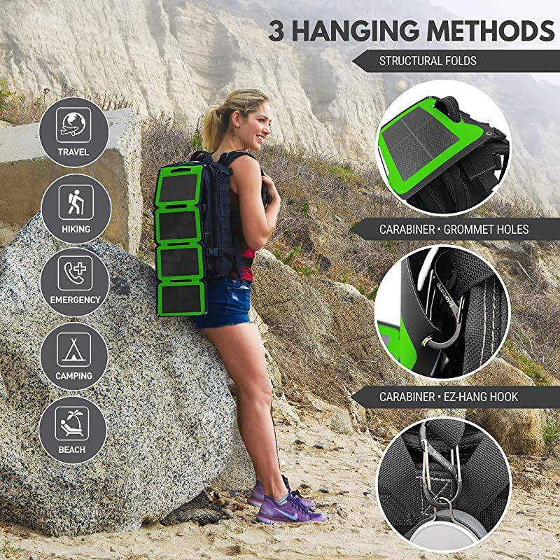 Solympic Hue &ETH; Portable Waterproof Flexible Folding Charger with CIGS Panels &ETH; 76W Dual USB Charging Ports &ETH; for Quickly Charging Electronic Devices Green