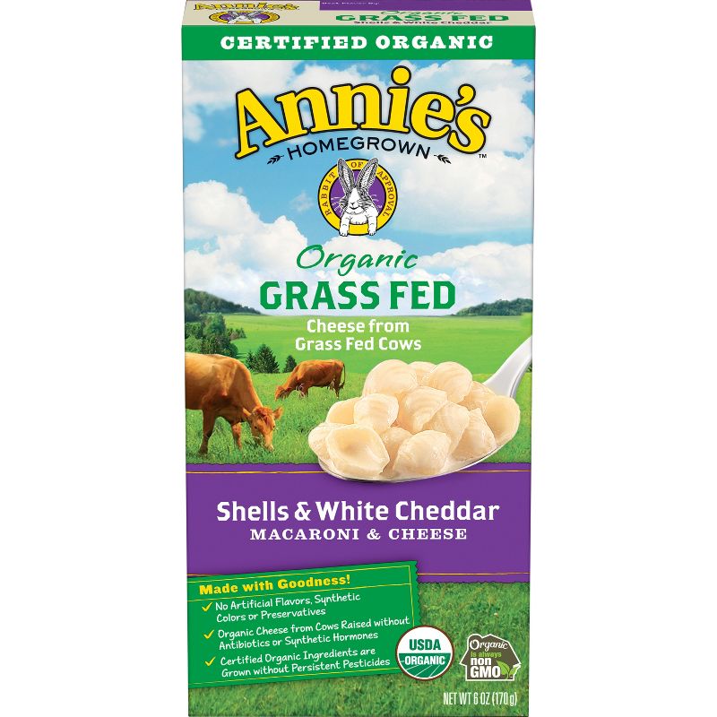 Annie's Organic Grassfed Shells & White Cheddar Flavor Macaroni & Cheese - 6oz