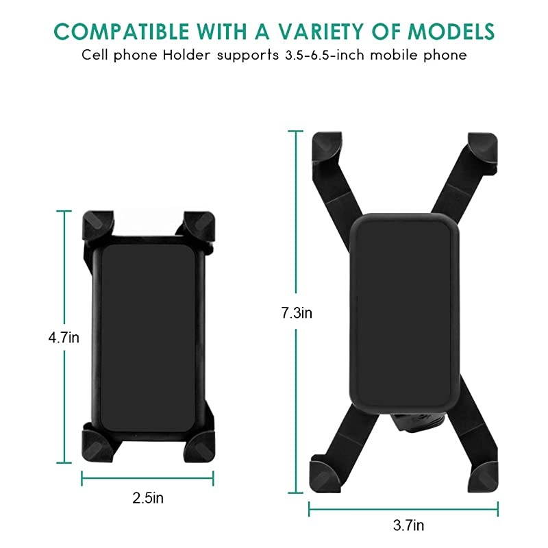 Motorcycle Phone Holder Motorcycle Motorbike Phone Mount Holder Handlebar for 3565 inch iPhone 8 7 6 6s 7Plus 5 5s Samsung Galaxy S5 S6 S7 S8 Smartphones 360 Degree Rotation Black