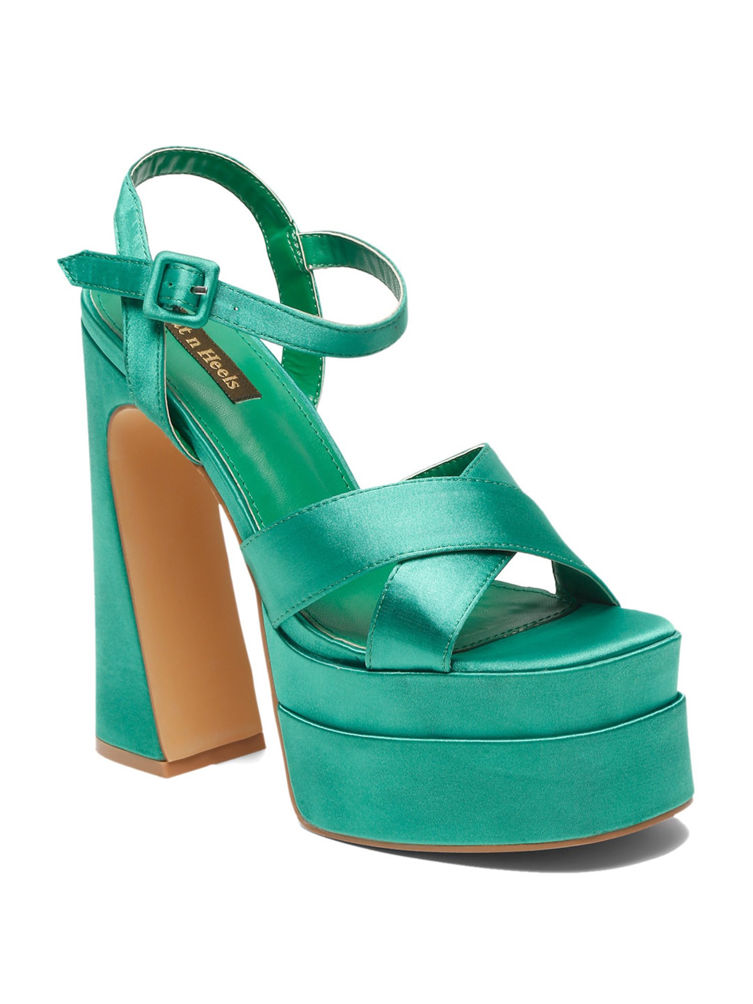 Flat N Heels Women's Green Ankle Strap Sandals