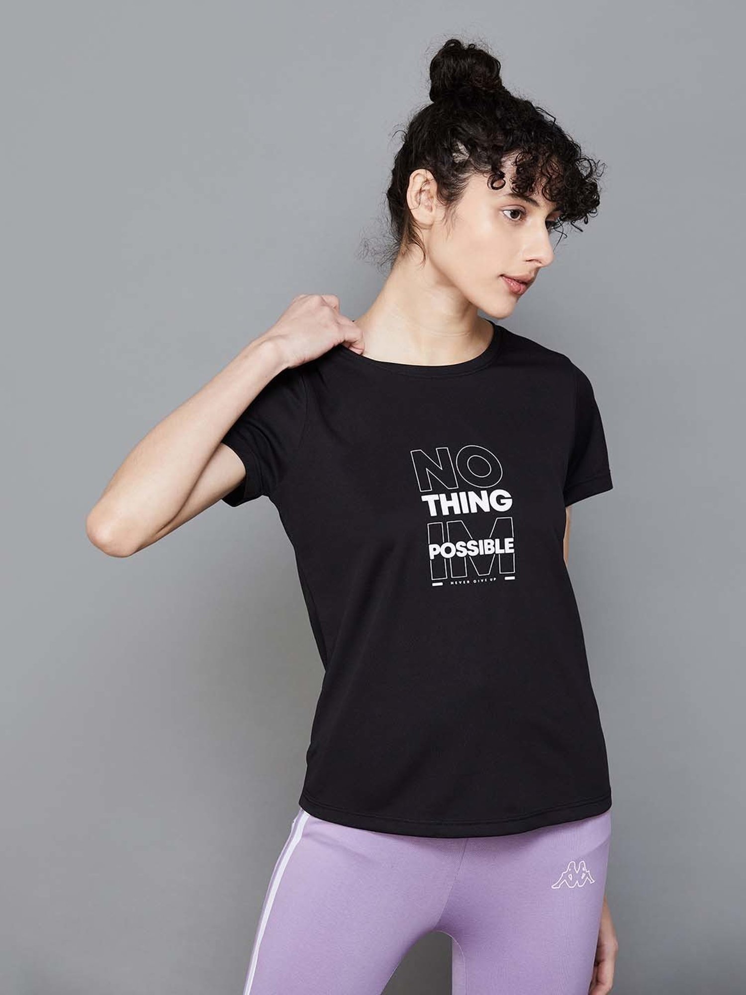 KAPPA Black Printed Sports T-Shirt