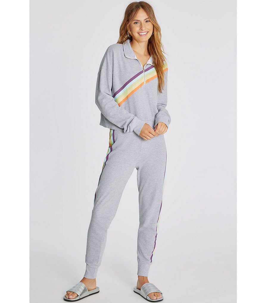 WILDFOX Rainbow Stripe Drawstring Ankle Length Joggers