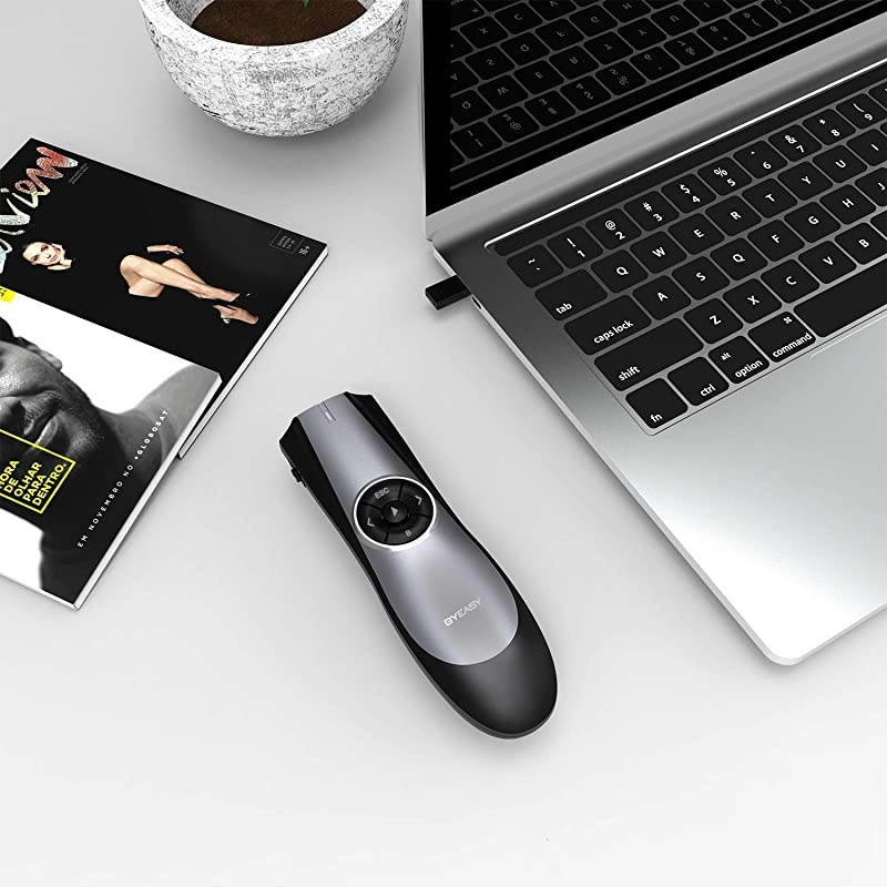 Wireless Presenter  RF 24GHz Presentation Clicker Remote 100 FT USB PowerPoint PPT Clicker with Red Laser Pointer Volume Control for Google Slides Black