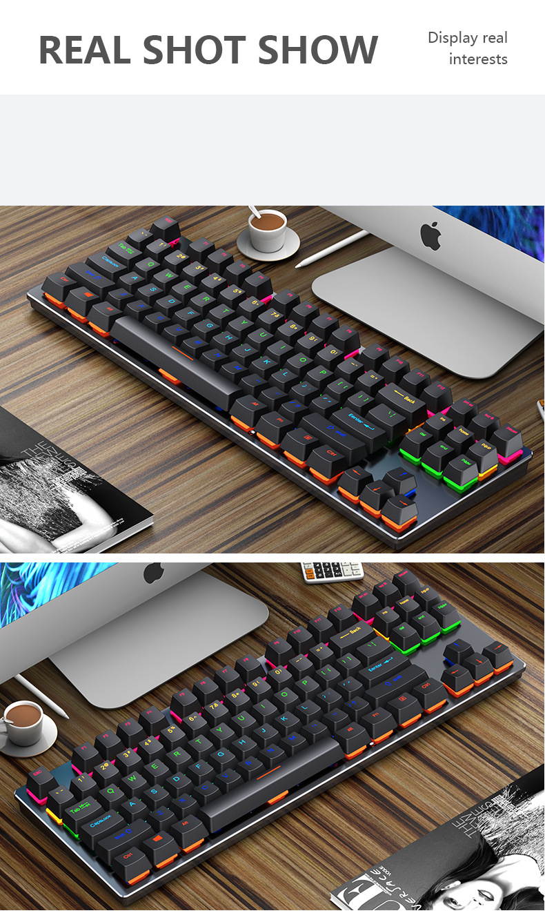 Mechanical keyboard USB wired green axis 87-key gaming gaming office computer mechanical keyboard