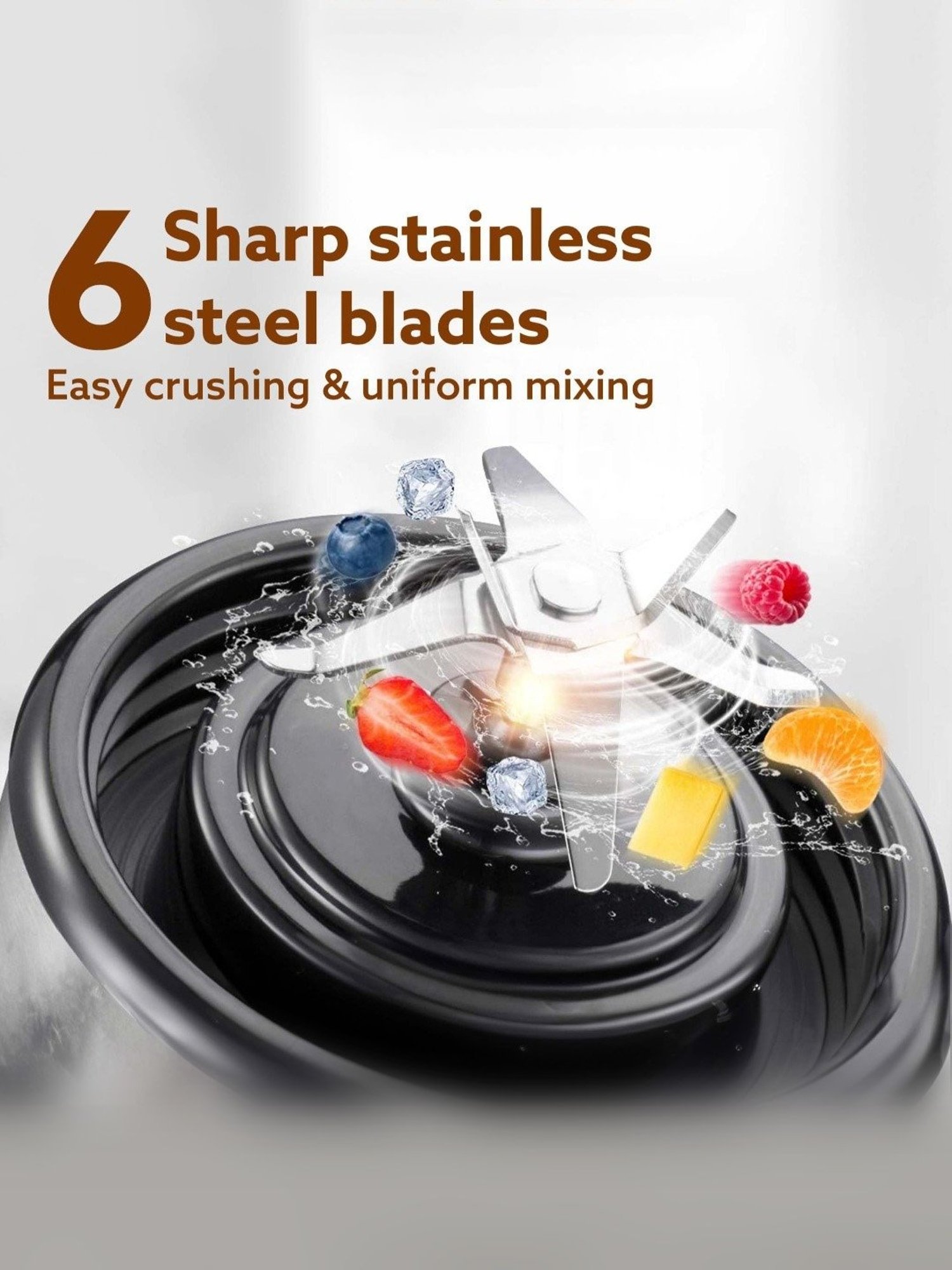 Agaro Portable Hand Blender 126W, 480ml with 3000 mAh Battery & USB Rechargeable (Black)