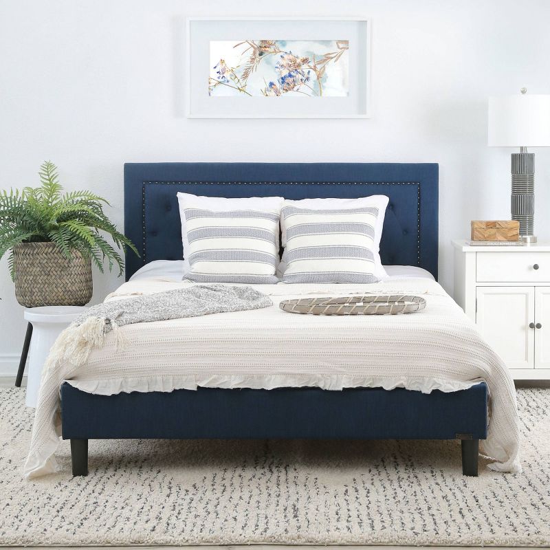 Karly Tufted Upholstered Platform Bed Full Navy - Abbyson Living