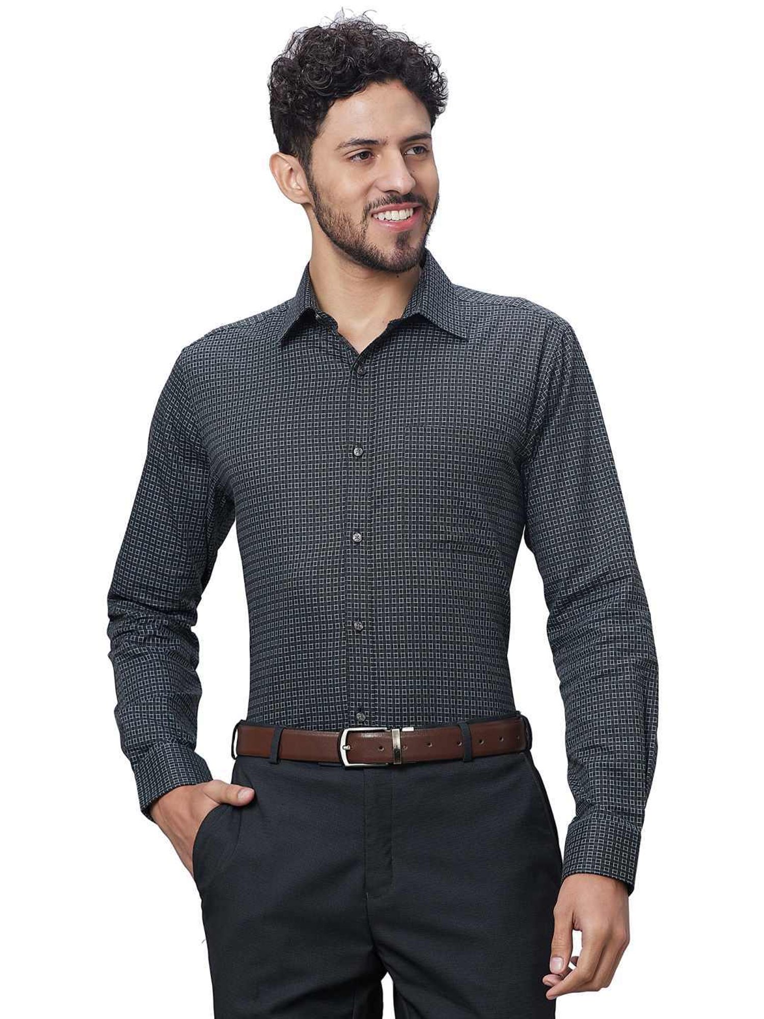Raymond Anthra Cotton Slim Fit Texture Shirt