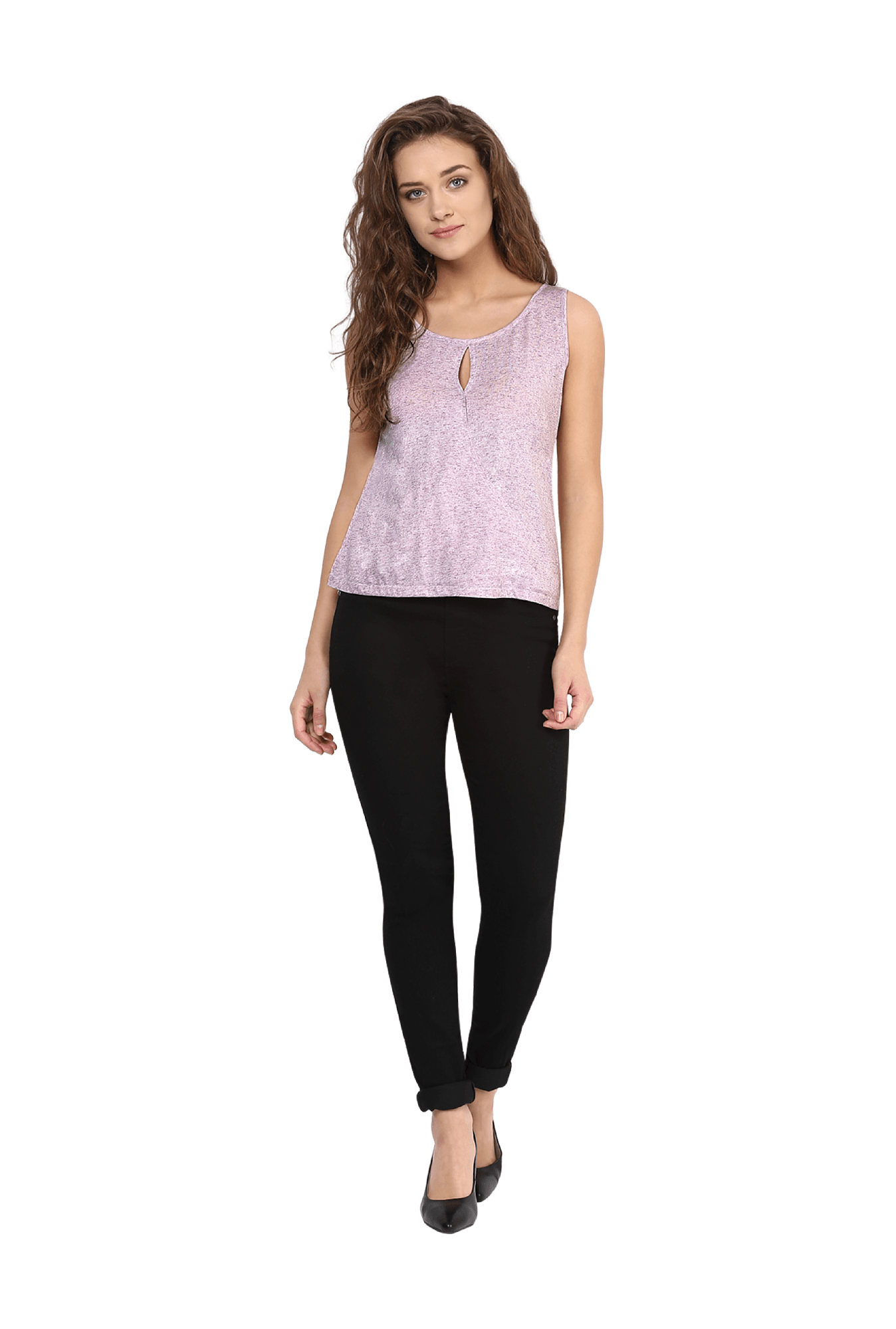 Miss Chase Purple Textured Cotton Top