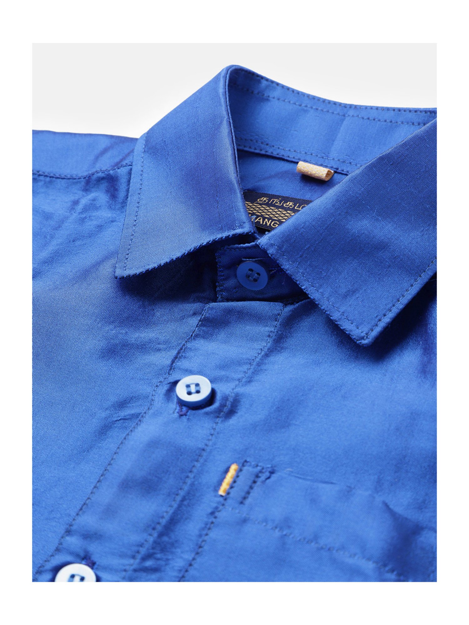 THANGAMAGAN Kids Royal Blue Solid Shirt