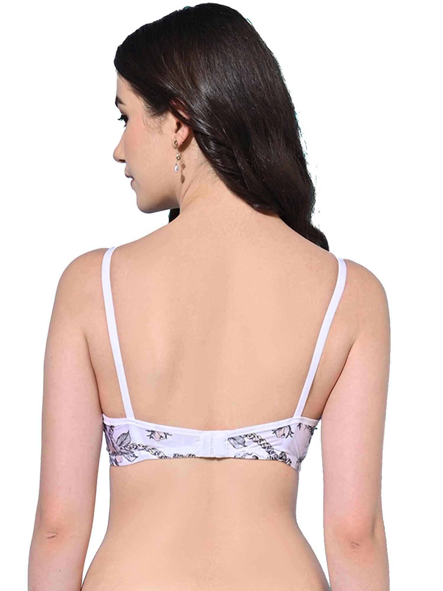 FIMS White Printed Bra