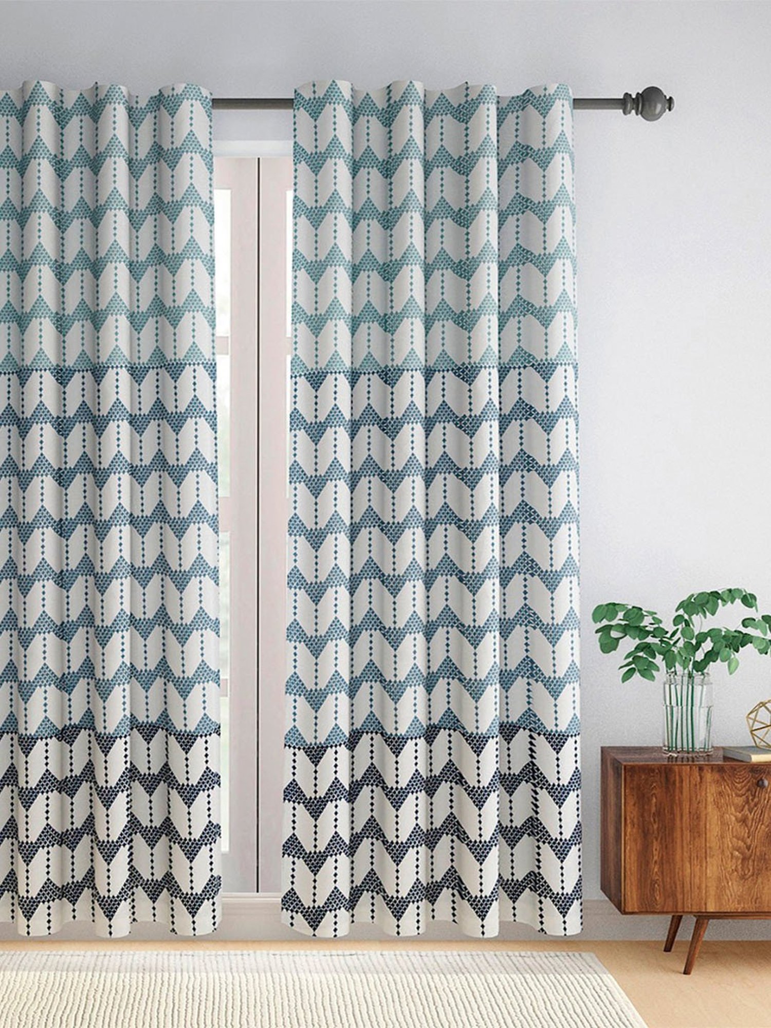 Swayam Brown Paisley J&B Blackout Eyelet Door Curtain - Single Piece (7 Ft)