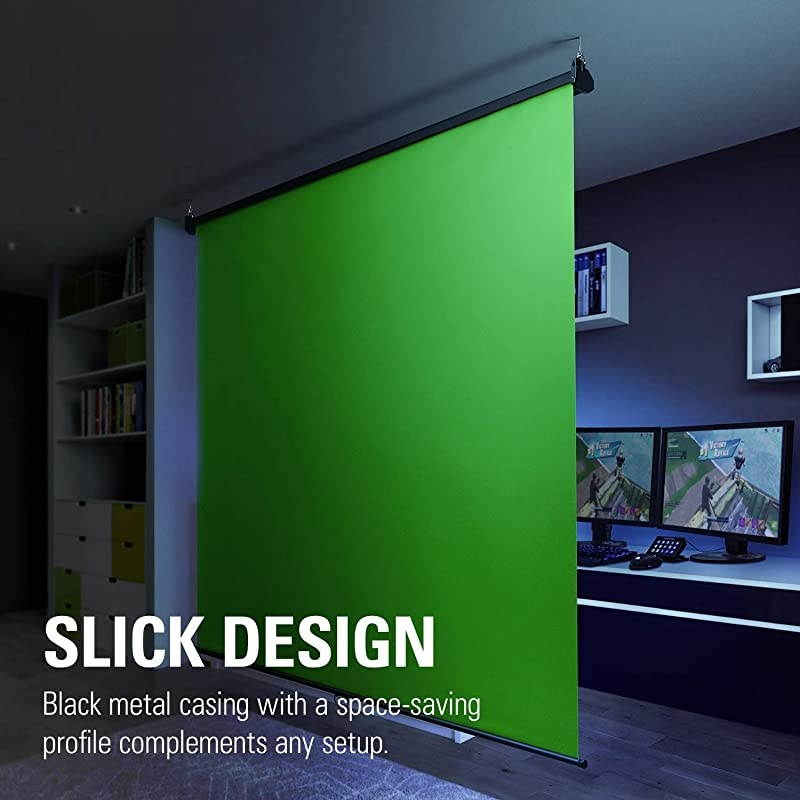 Green Screen MT - Mountable Chroma Key Panel for Background Removal, Auto-locking and Self-Rewinding, Wrinkle-Resistant Chroma-Green Fabric, Robust Metal Casing