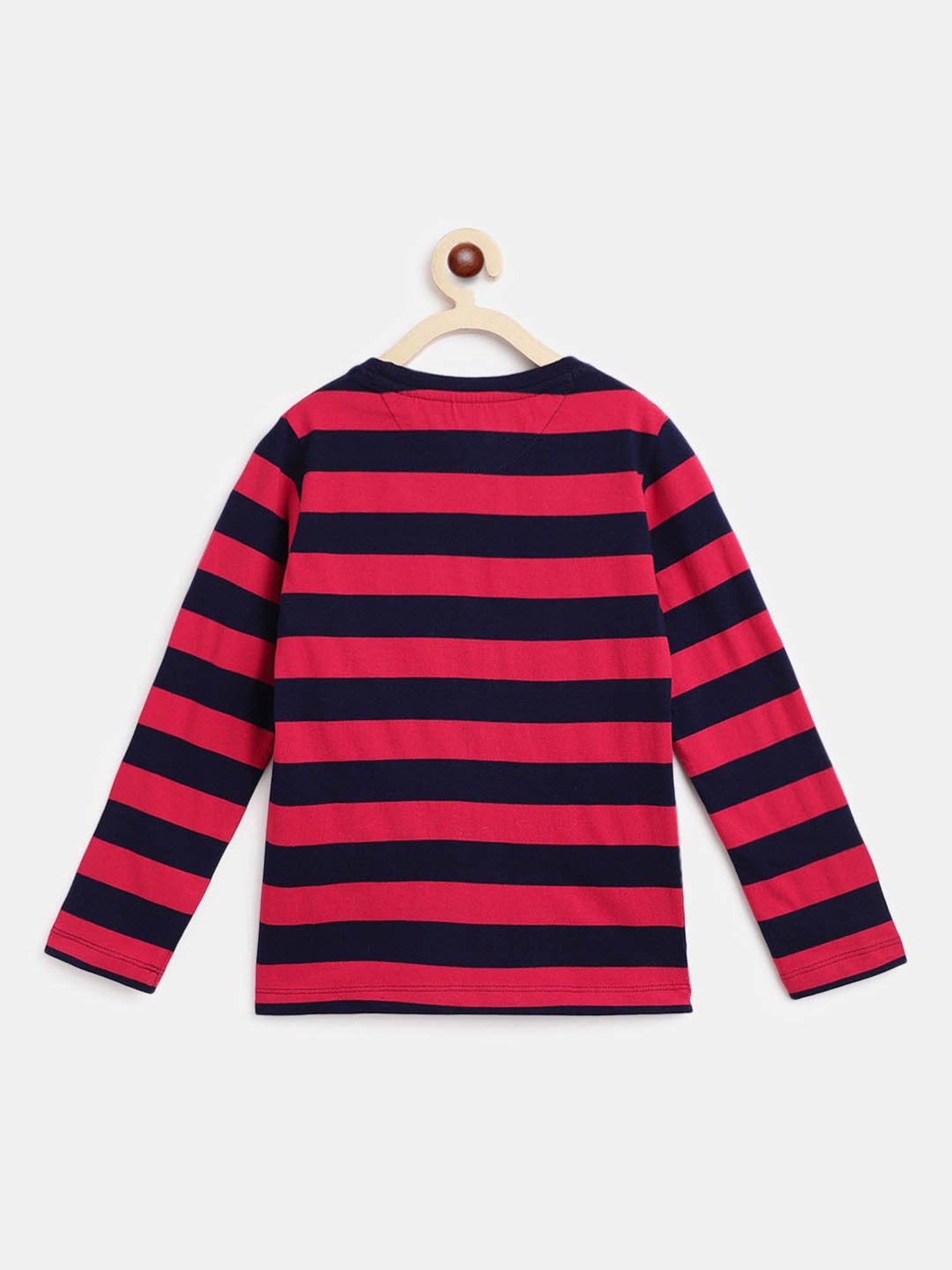 Campana Kids Pink & Navy Striped Full Sleeves T-Shirt