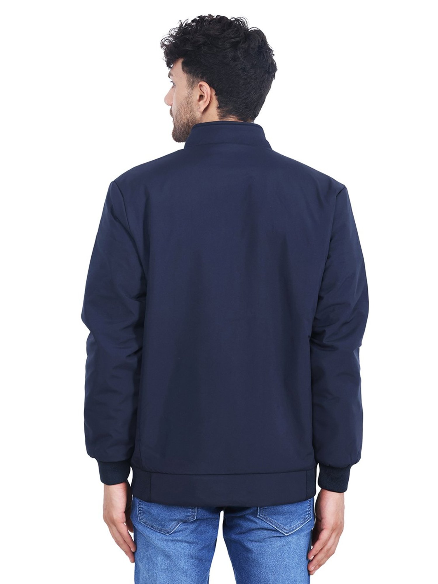 Dollar Navy Regular Fit High Neck Jacket