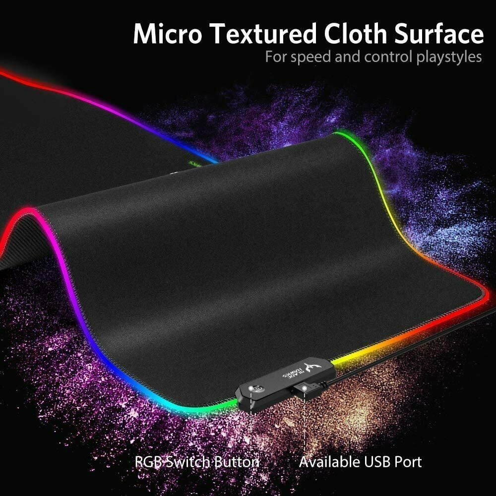 Blade Hawks RGB Gaming Mouse Pad, LED Soft Extra Extended Large Mouse Pad, Anti-Slip Rubber Base, Computer Keyboard Mouse Mat - 31.5 X 12 Inch