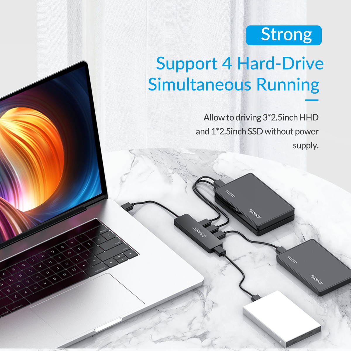 USB HUB, ORICO 4 Port Portable USB2.0 HUB  High Speed USB Splitter Portable OTG Adapter For Computer Laptop Tablet Accessories