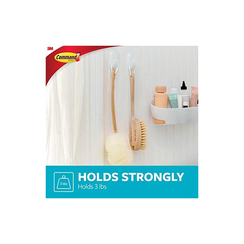 Bath Medium Hooks, 3 lb Capacity, 2-Hooks, 2-Strips, Organize Damage-Free