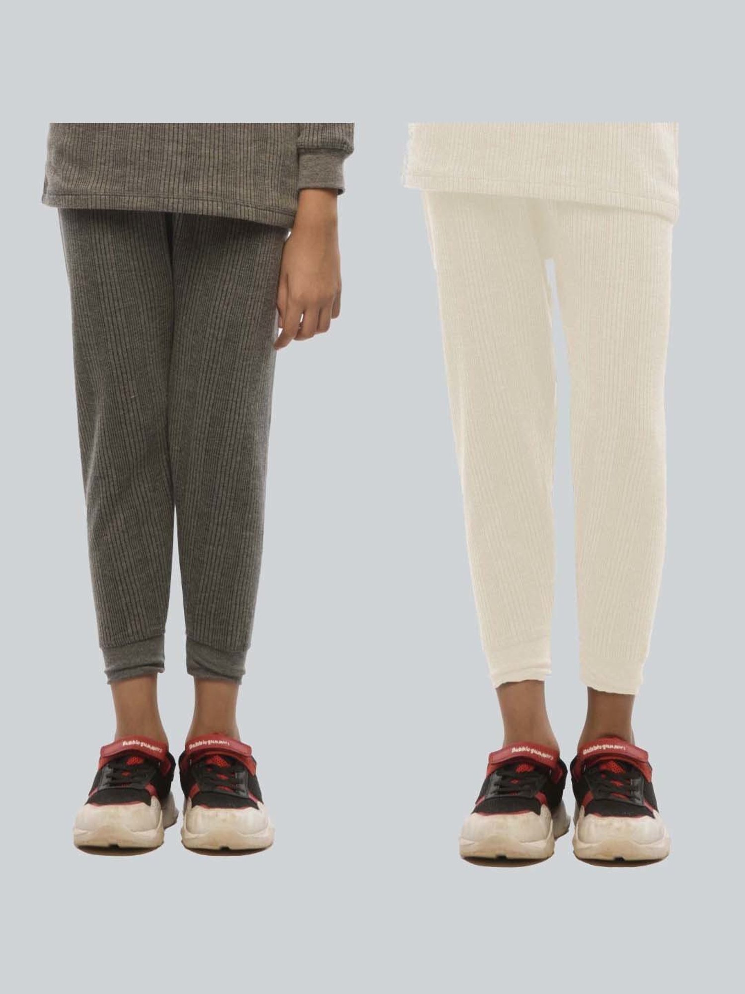 LUX Inferno Boys Grey & White Skinny Fit Thermal Pants (Pack of 2)