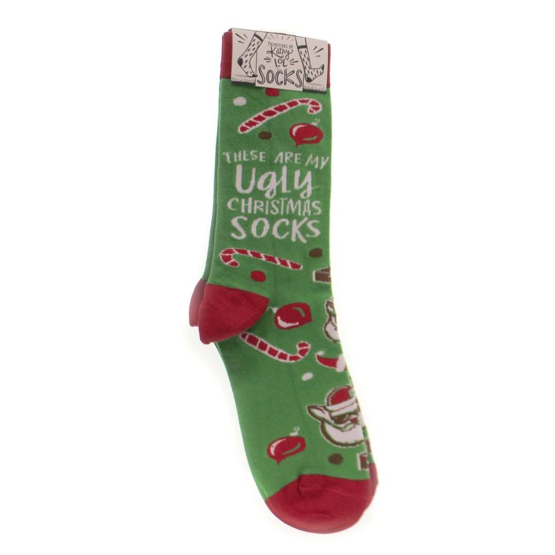 Apparel 14.5" Ugly Christmas Socks Candy Cane Cat Gingerbread  -  Socks