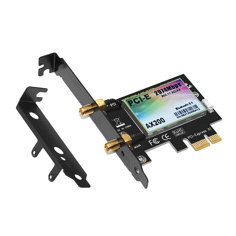 Wireless Dual Band PCI Express WiFi Adapter PCI-E Network Card 3000 Mbps WIfi 6 AX200 2.4G/5G With Antennas Desktop PC Windows 10