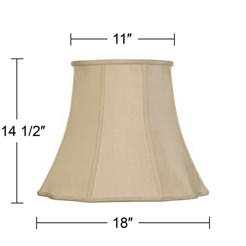Imperial Shade Taupe Large Curve Cut Corner Lamp Shade 11" Top x 18" Bottom x 15" Slant x 14.5" High (Spider) Replacement with Harp and Finial