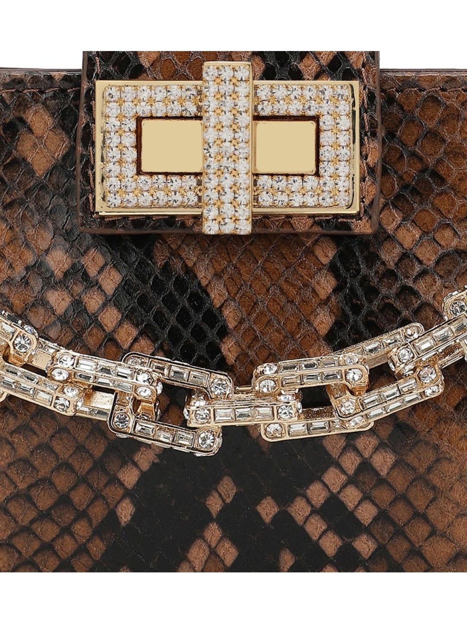 Gedebe Camel Carrie Python Medium Shoulder Bag