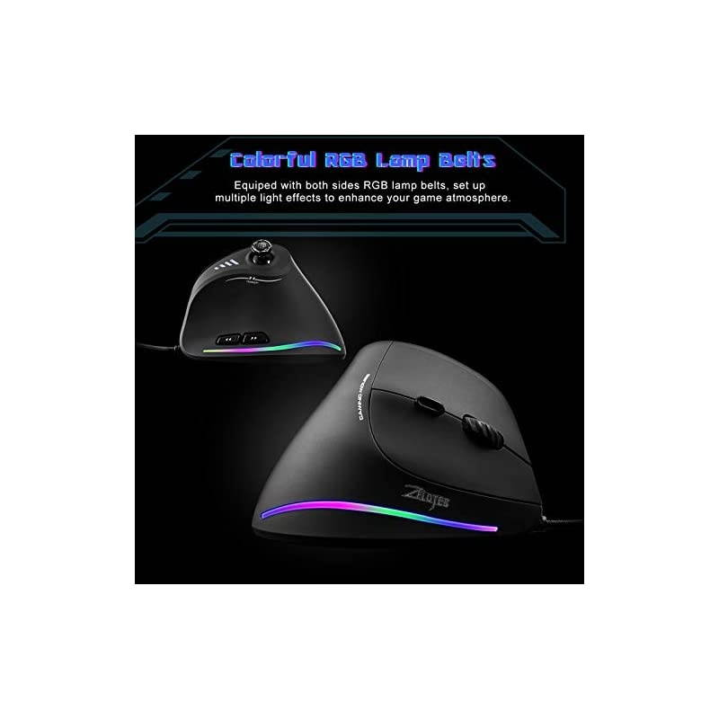 Gaming Mouse with 5 D Rocker  Ergonomic Mouse with 10000 DPI11 Programmable Buttons RGB Vertical Gaming Mice Wired for PCLaptopESportsGamer Black