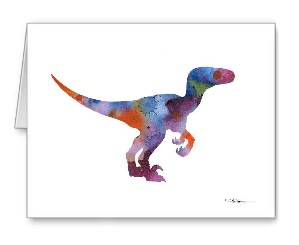 Velociraptor - Set of 10 Dinosaur Note Cards With Envelopes