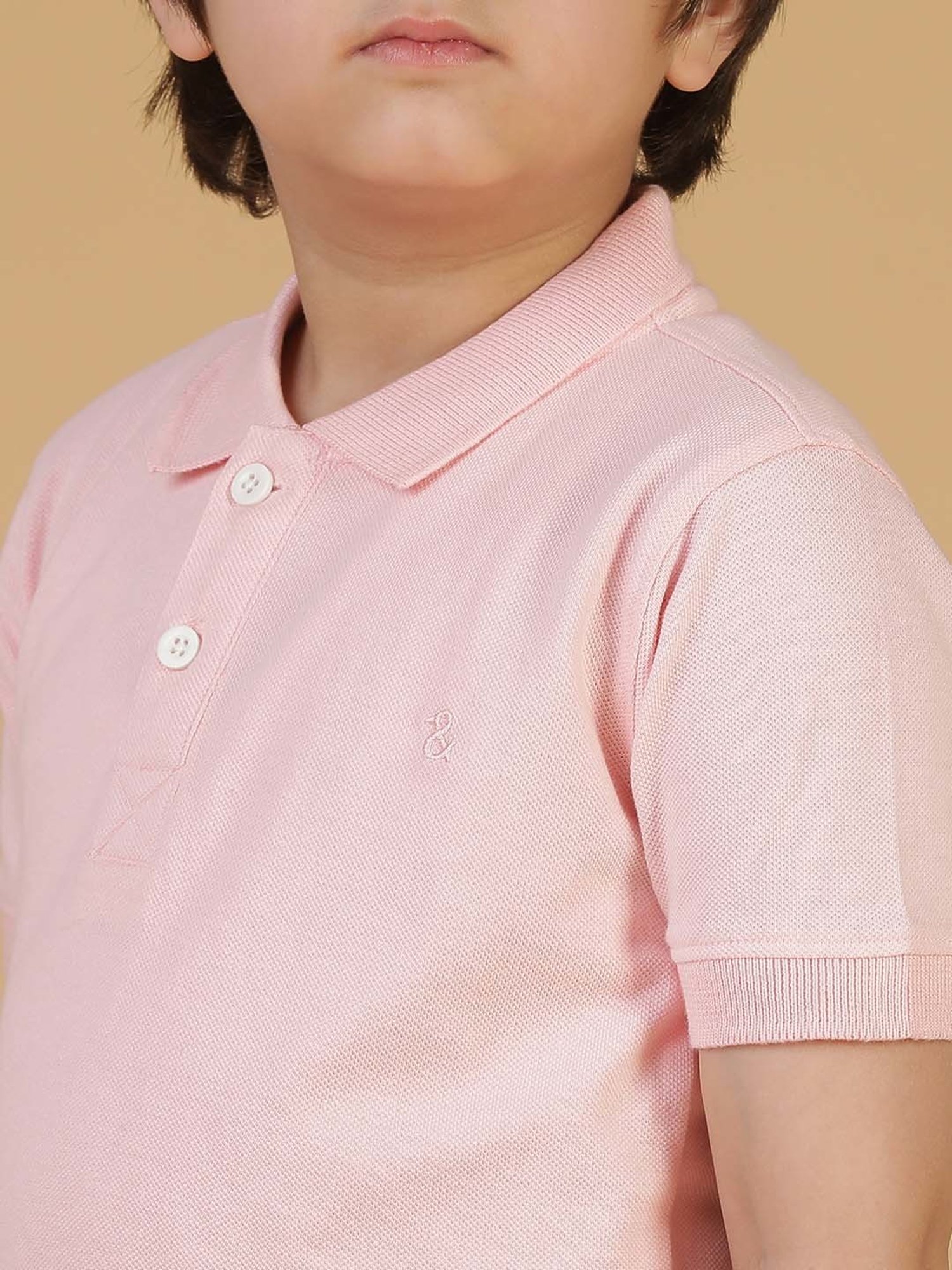 Tales & Stories Kids Pink Cotton Regular Fit Polo T-Shirt