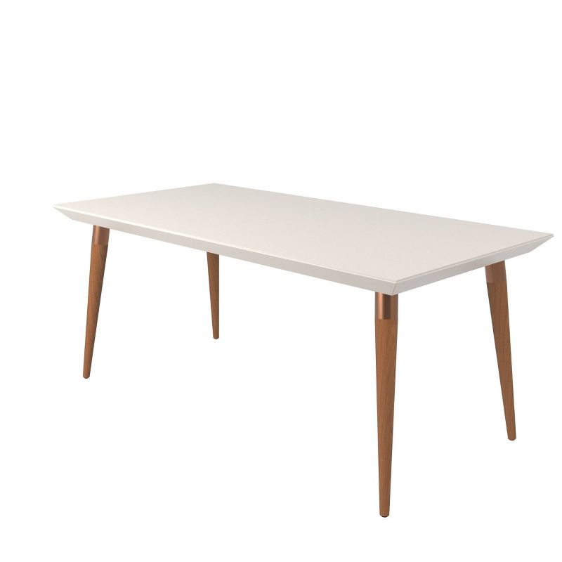 70.86" Utopia Modern Beveled Rectangular Dining Table with Glass Top Maple Cream/Off White - Manhattan Comfort