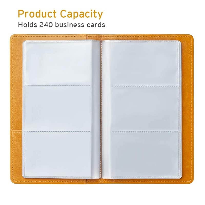 Leather Business Card Book Holder Professional Business Cards Book Organizer PU Name Card Credit Cards Book Holder Booklet Orange