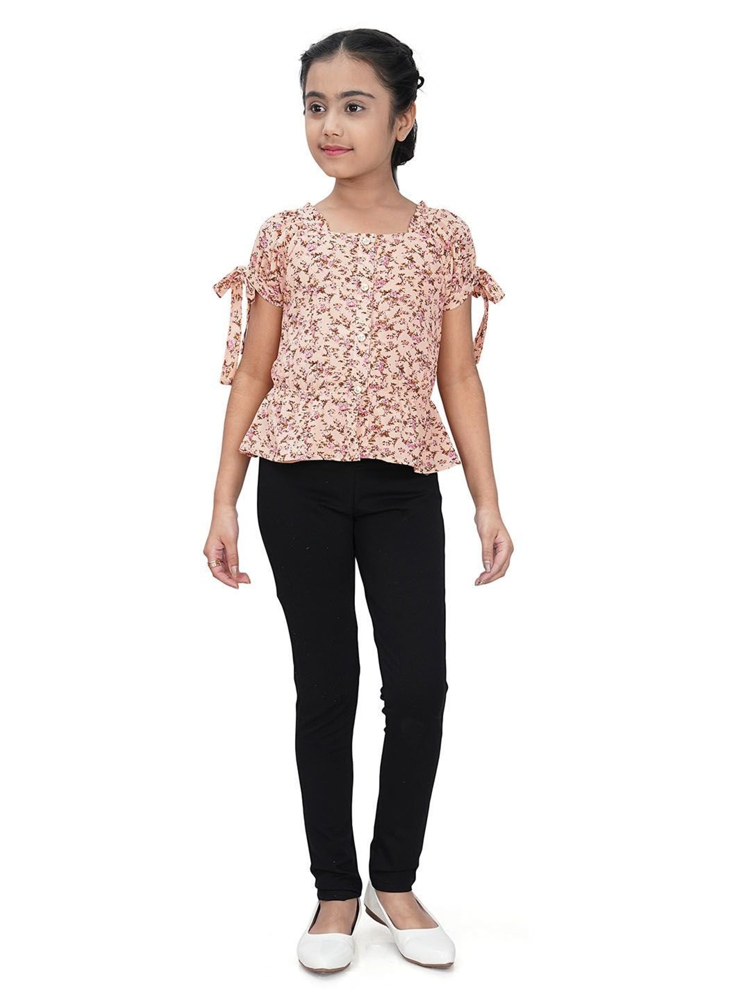Tiny Girl Peach Floral Print Shirt