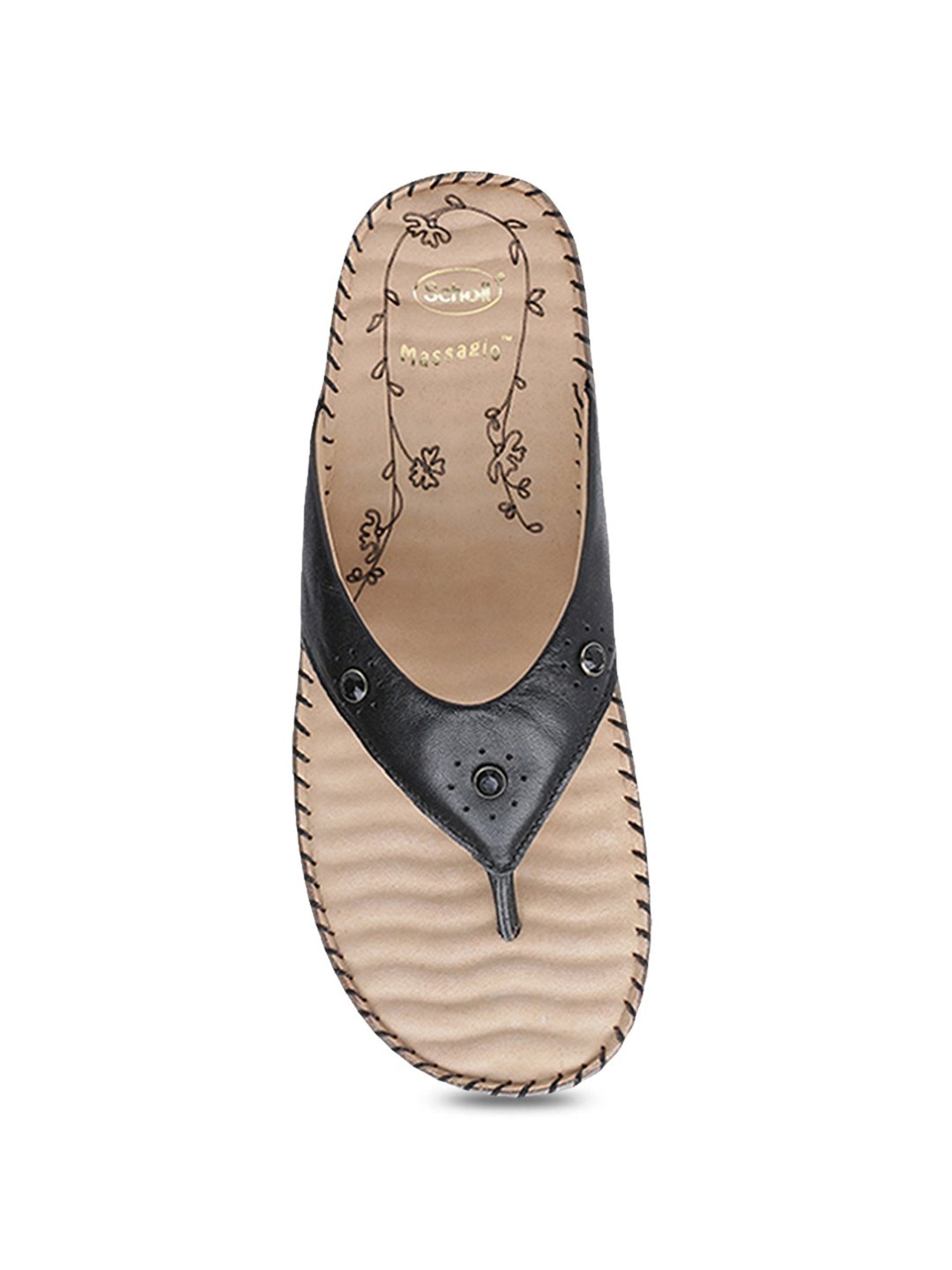 Scholl by Bata Women's Black Thong Wedges