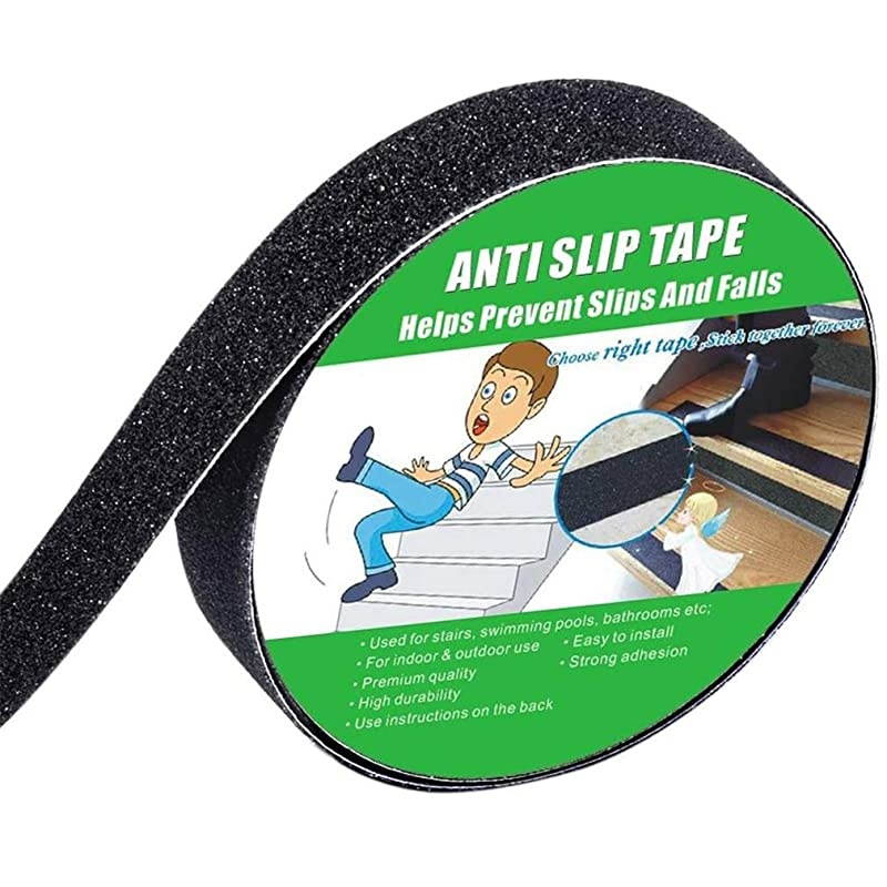 Slip Tape High TractionStrong Grip Abrasive Not Easy Leaving Adhesive Residue Indoor Outdoor 1 Width x 190 Long Black