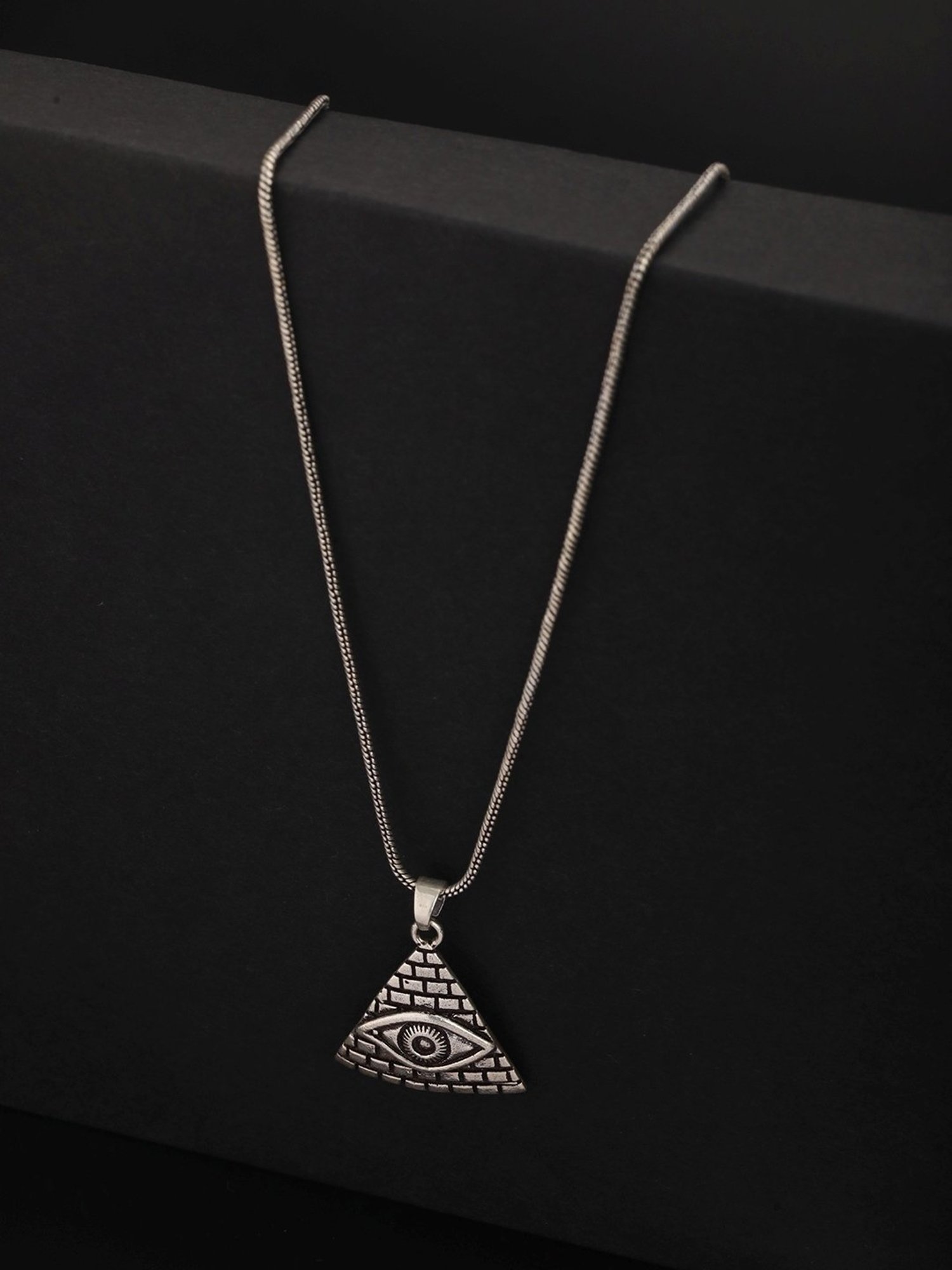 Bold by Priyaasi Triangle Eye Black Casual Pendant With Chain for Men